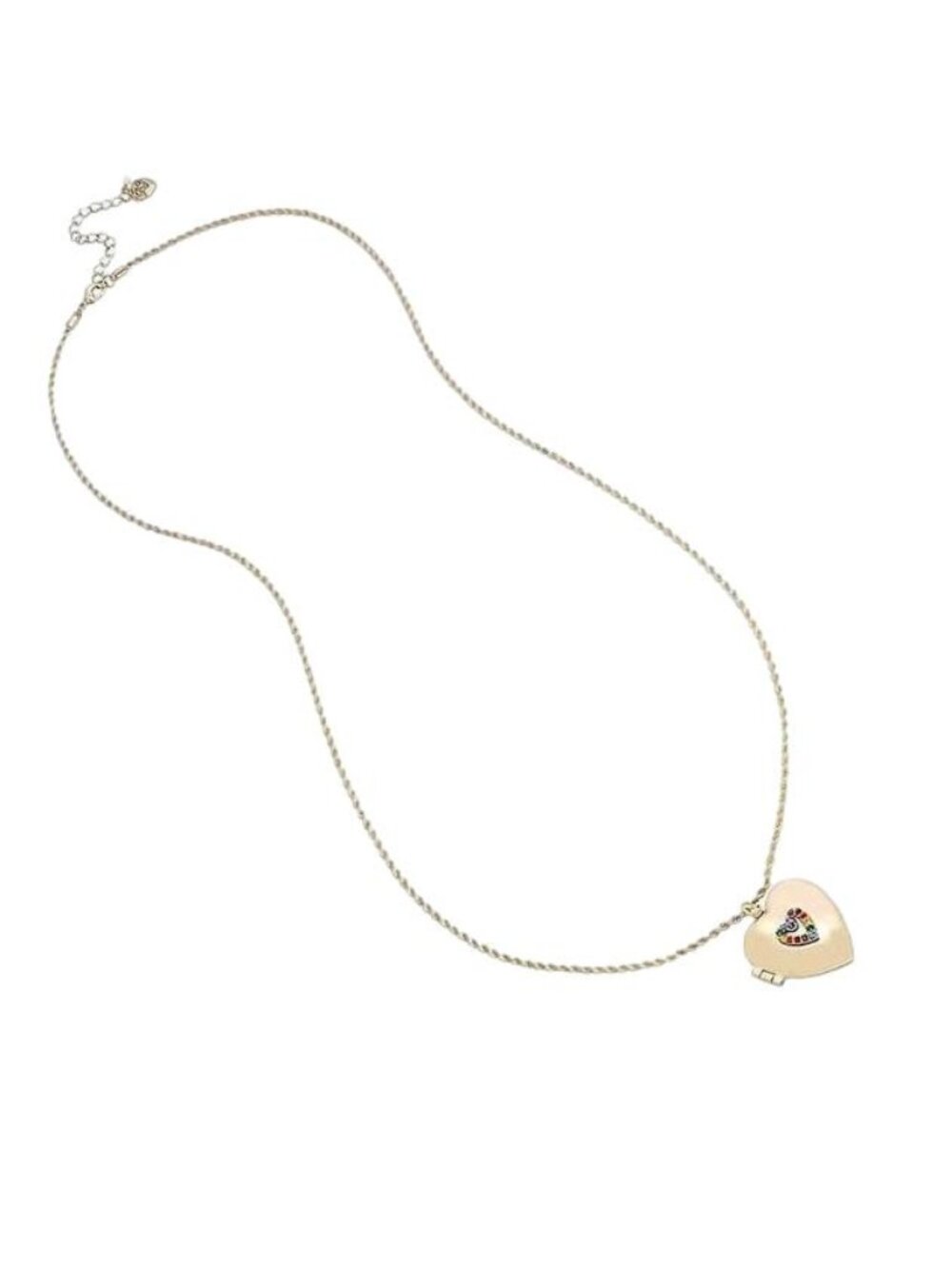 Betsey Johnson Heart Locket Pendant Long Necklace Gold Rainbow NEW WITH TAGS